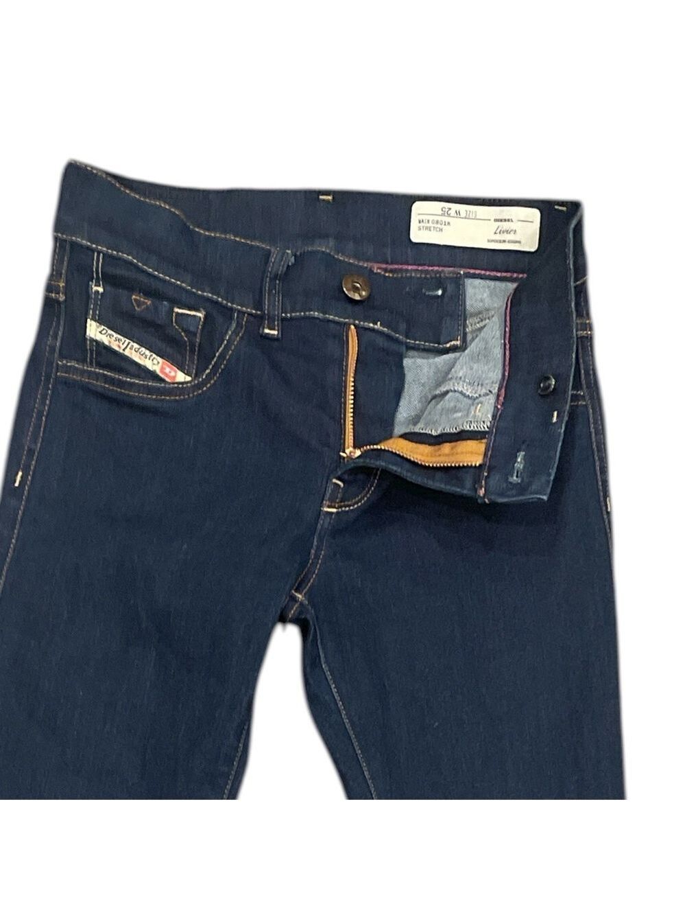 Diesel Livier W25 Tall 32” Inseam Super Slim Jegging Dark Indigo Stretch Denim